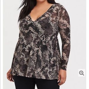 Snake skin Mesh Baby doll top